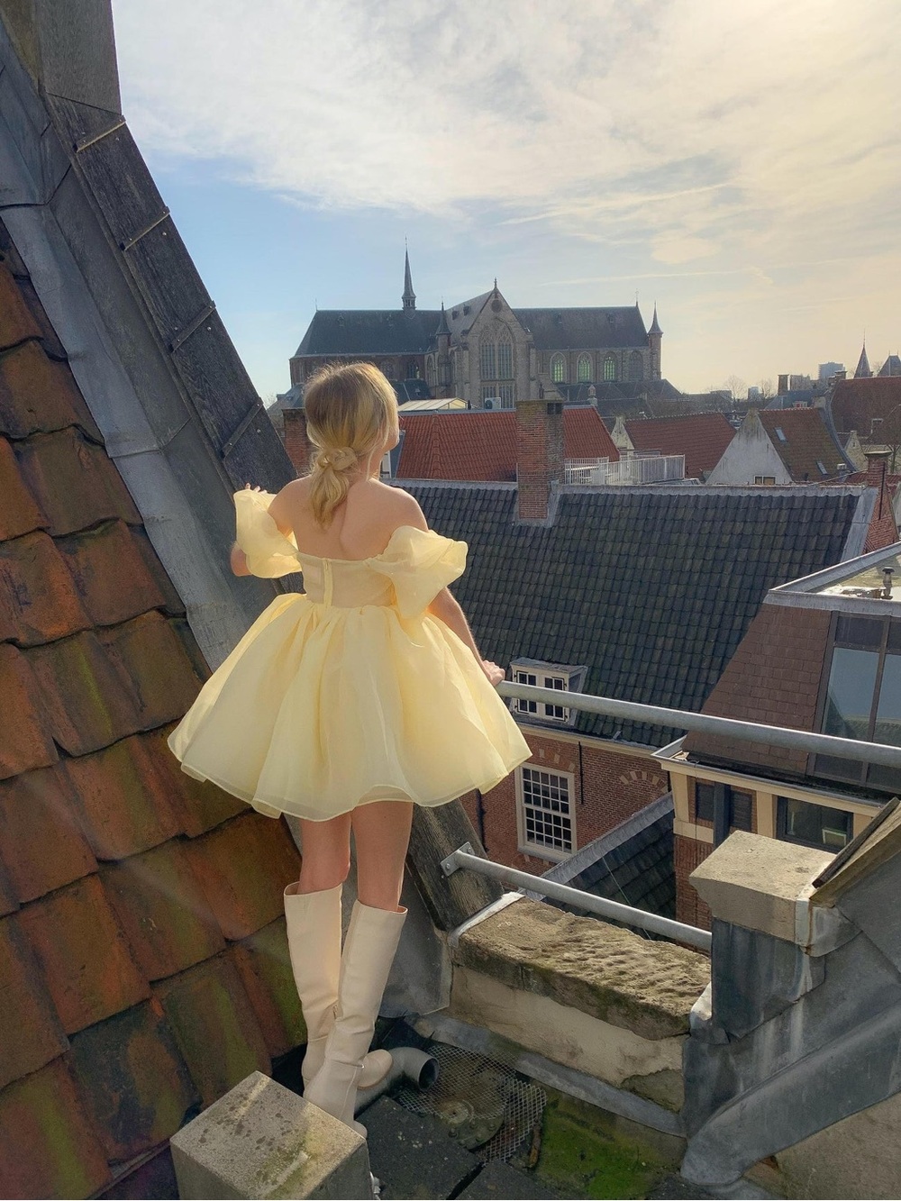 Selkie Pale Yellow Puff Sleeve Mini Dress